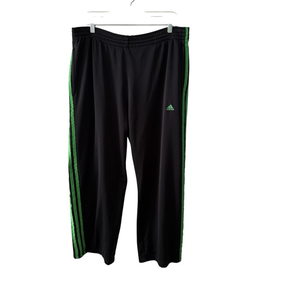 Vtg Adidas Track Pants Sz Medium Black Neon Green 3 Stripe Baggy Y2K Blokecore - Picture 17 of 17